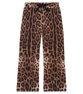 Leopard-print cotton jersey sweatpants | Dolce&Gabbana Kids