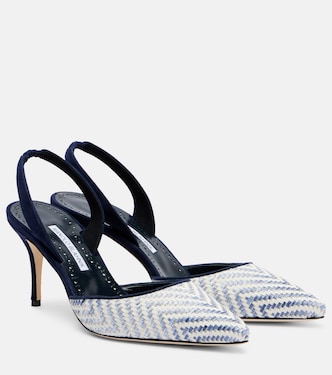 Carolyne 70 raffia slingback pumps | Manolo Blahnik