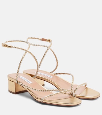 Luca braided metallic leather sandals | Aquazzura