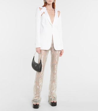 Pantalon évasé à taille basse en dentelle | Coperni