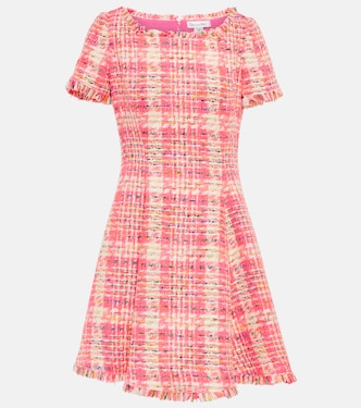 Robe en tweed de coton mélangé à carreaux | Oscar de la Renta