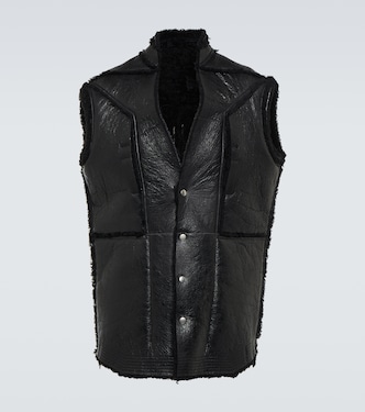 Weste aus Leder und Shearling | Rick Owens