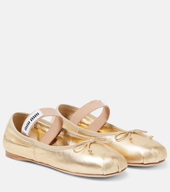Metallic leather ballet flats | Miu Miu