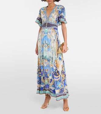 Verziertes Maxikleid aus Seide | Camilla