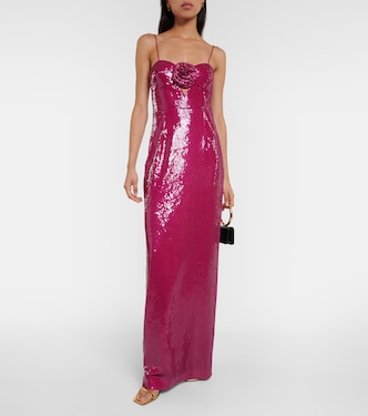 Courtney sequined floral-appliqué gown | Rebecca Vallance