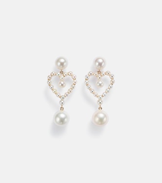 Boucles d'oreilles Pearl Heart en or 14 ct à perles | Sophie Bille Brahe