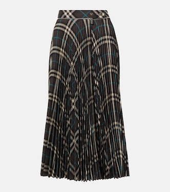 Gonna midi a quadri con pieghe | Burberry