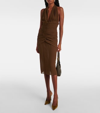 Robe midi en crêpe de soie | Saint Laurent