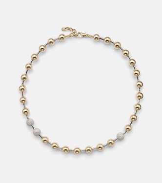 Ball 14kt gold necklace with diamonds | Rainbow K