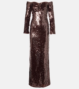 Off-shoulder sequined gown | Self-Portrait