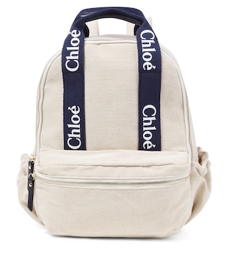 Logo jute and cotton-blend backpack | Chloé Kids