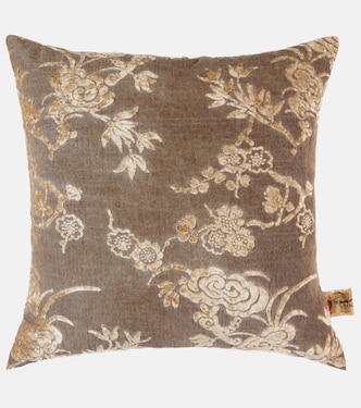 Scabiosa floral velvet jacquard cushion | The House of Lyria