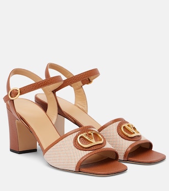 VLogo 75 leather-trimmed canvas sandals | Valentino Garavani