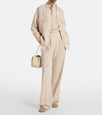 Belted linen and wool straight pants | Loro Piana