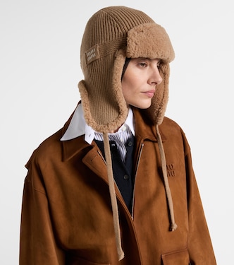 Shearling-trimmed wool and cashmere hat | Miu Miu
