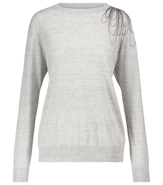Jersey de lino y algodón adornado | Brunello Cucinelli