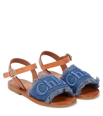 Sandali in denim con pelle | Chloé Kids