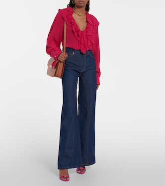 Ruffled silk crêpe de chine blouse | Victoria Beckham