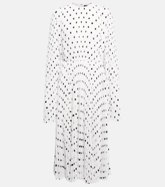 Polka-dot pleated crêpe midi dress | Balenciaga