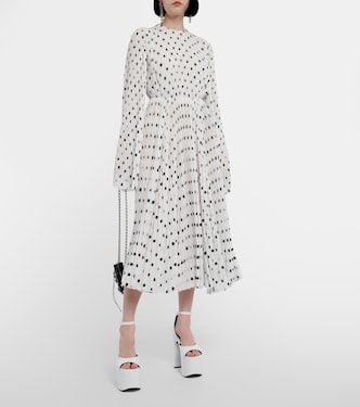 Abito midi in crêpe plisé a pois | Balenciaga