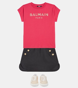 T-shirt in jersey di cotone con logo | Balmain Kids