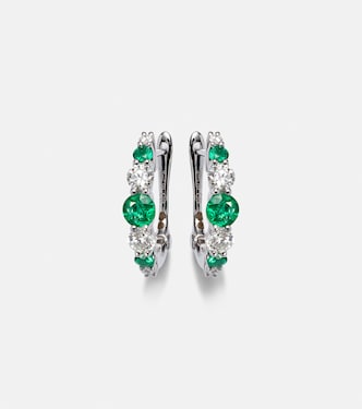 Classics 18kt white gold hoop earrings with emeralds and diamonds | Bucherer Fine Jewellery