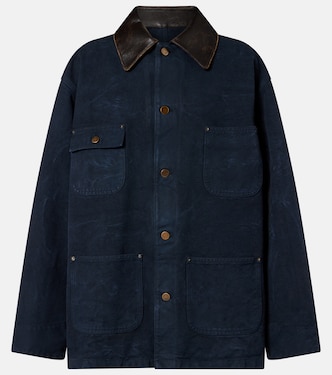 Oversized cotton leather-trimmed jacket | Prada