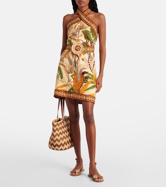 Foliage Sketch linen minidress | Farm Rio
