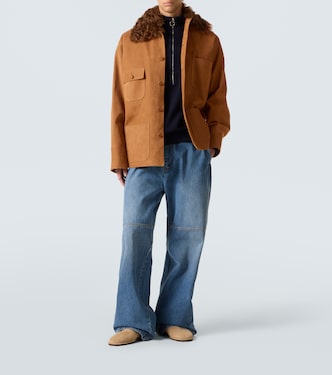 Shearling-trimmed suede field jacket | Plan C
