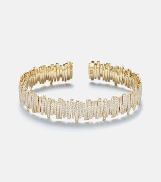 Medium 18kt gold bangle with diamonds | Suzanne Kalan