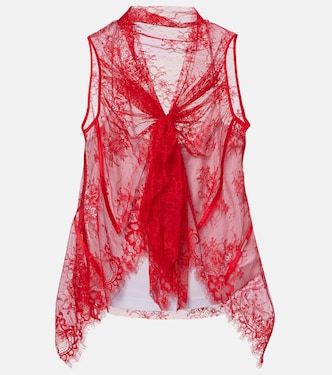 Top in pizzo con fiocco in seta | Jacques Wei