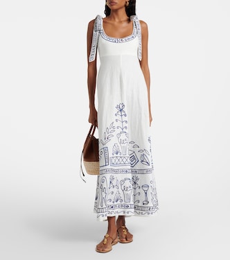 x LRNCE Leela printed linen maxi dress | Alémais