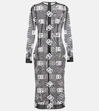 Robe midi en tulle à logo | Dolce&Gabbana