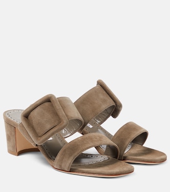 Mules Newton 50 in suede | Manolo Blahnik
