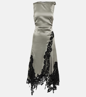 Lace-trimmed satin midi dress | Acne Studios