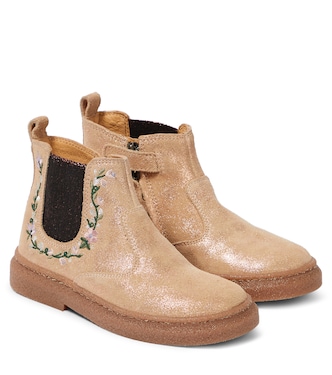 Stivaletti Chelsea in suede con ricami | Pom d'Api