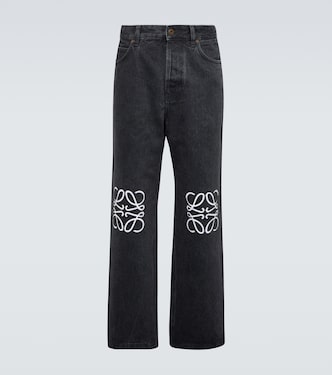 Jeans regular Anagram con pelle | Loewe