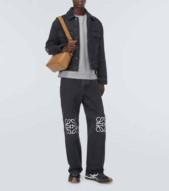 Jeans regular Anagram con pelle | Loewe