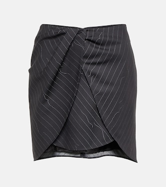 Pinstripe asymmetric wool blend miniskirt | Off-White