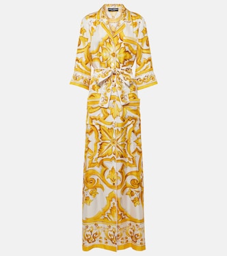 Robe longue Majolica en soie | Dolce&Gabbana