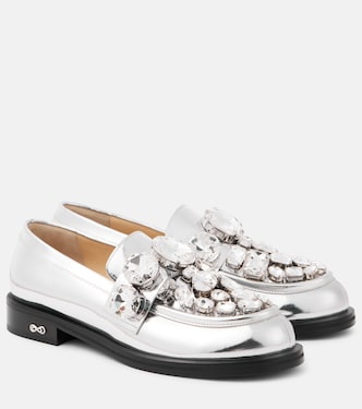 Mocassini in pelle metallizzata con cristalli | Mach & Mach