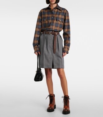 Camicia in lana a quadri | Prada