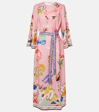 Bedrucktes Maxikleid La Charrasca aus Leinen | Alémais