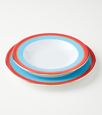 Rainbow Azzuro porcelain soup and dinner plate set | La DoubleJ