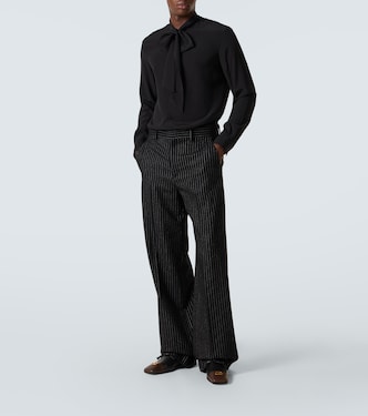 Pinstripe wool and silk straight pants | Valentino