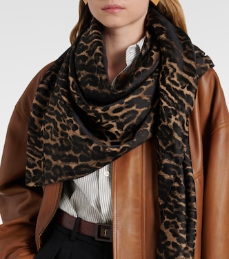 Leopard-print silk and cashmere scarf | Saint Laurent