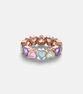 18kt rose gold ring with diamonds and enamel | Kamyen