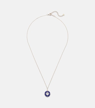 14kt gold pendant necklace with lapis lazuli and diamonds | Mateo