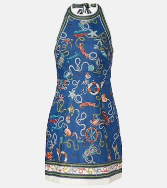 Cove printed halterneck linen minidress | Alémais