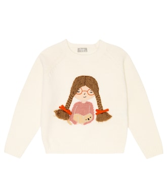Pullover in lana vergine con ricamo | Il Gufo